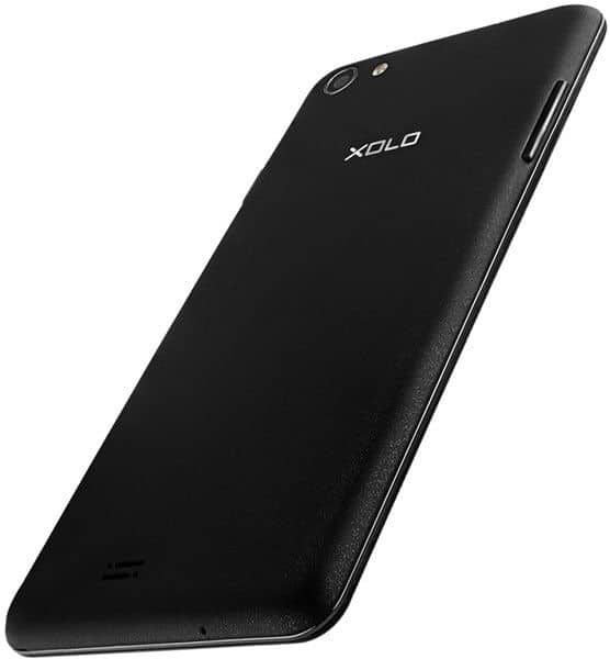 XOLO Win Q900s smartphone, rear view, black with textured back and camera lens visible