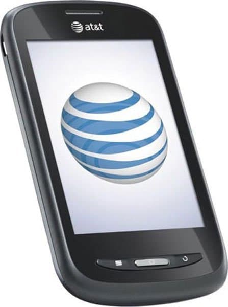 ZTE Avail front view, displaying AT&T logo and blue globe icon on screen