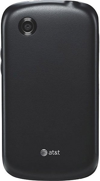 ZTE Avail rear view, black phone with camera lens and AT&T logo visible