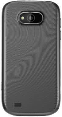 ZTE Awe front view, gray phone with dual camera and textured back panel