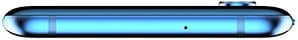 ZTE Axon 10 Pro, top edge view showing power button and speaker grille against blue gradient background