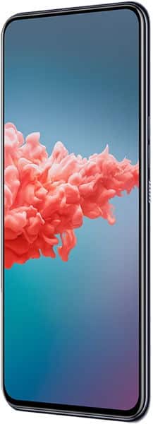 ZTE Axon 20 5G front view showing display with red ink cloud effect on blue gradient background