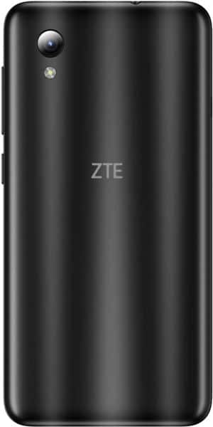 ZTE Blade A3 (2019) rear view, black phone with camera and LED flash in upper left corner