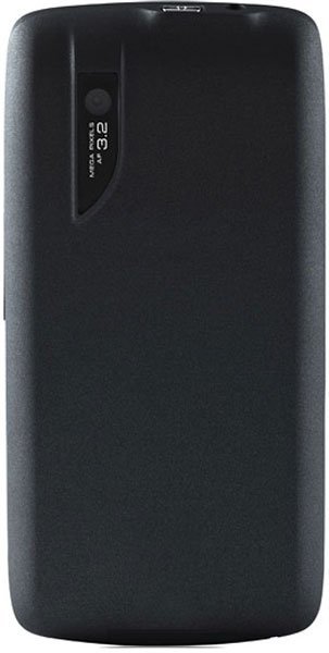 Rear view of black feature phone with smooth back, top-left "VGA 0.3 MP" camera and flash, ZTE Blade-style design.