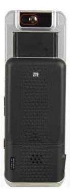 ZTE Essenze phone shown from front, displaying dark screen with camera and speaker at top