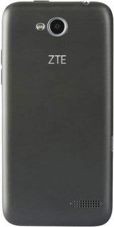 ZTE Fanfare smartphone, rear view, showing dark gray back with camera lens and speaker grille