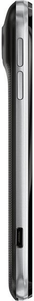 ZTE Flash phone, side view, showing thin black profile with physical buttons and speaker grille