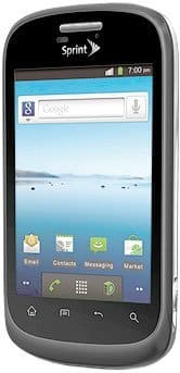 ZTE Fury front view, showing home screen with widgets and app icons on display, Sprint branding at top