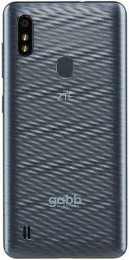 ZTE GABB Z2 rear view, dark gray with textured finish, dual camera and fingerprint sensor visible