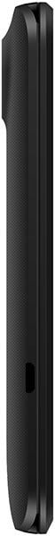 ZTE Jasper phone, side view, showing slim black profile with textured back panel and power button