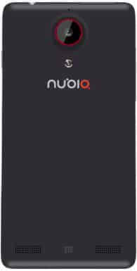 ZTE Nubia 5 rear view, black phone with circular camera lens and red accent ring