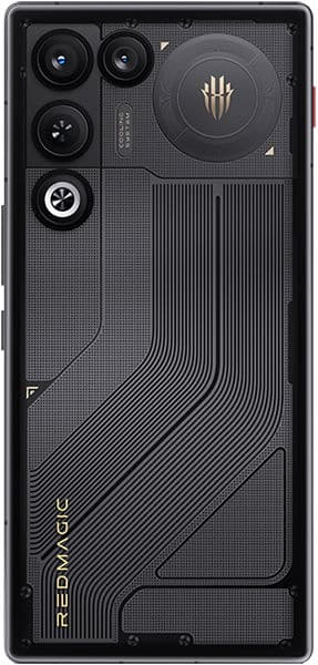 ZTE nubia Red Magic 11 Air rear view showing quad camera system with large circular sensor and gold accent logo on black textured back