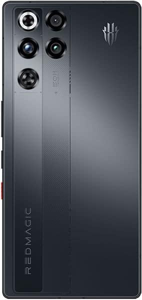 ZTE nubia Red Magic 11 Pro rear view, showing five camera lenses arranged vertically and crown logo on dark gradient back