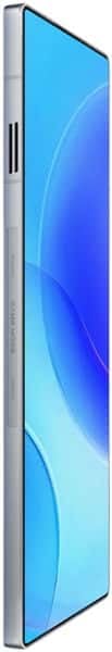 ZTE nubia Red Magic 11 Pro, side view, displaying blue gradient screen with curved design and vertical button placement