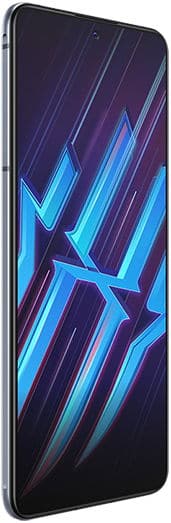 ZTE nubia Red Magic 6R front view with blue geometric pattern on display