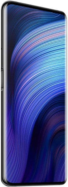 ZTE Nubia Z20 smartphone front view with blue and purple swirled display wallpaper on screen