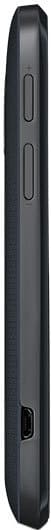 ZTE Warp 4G phone, side view, showing black device with buttons and speaker