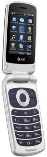 ZTE Z331 flip phone shown open, displaying blue home screen on upper display and keypad on lower half, silver and black design