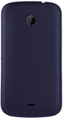 ZTE Z667 rear view, showing dark blue textured back panel with camera lens and speaker grille