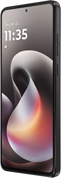 Motorola Moto G Stylus (2026) front view, displaying time 11:35 and abstract colorful gradient wallpaper on screen