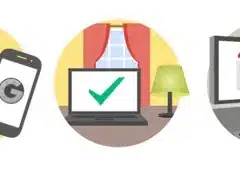 Laptop displaying a green checkmark with a security shield icon, illustrating gmail 2-step verification setup