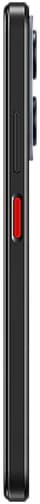 Consumer Cellular Iris Connect 2 phone, side view, showing black casing with red accent stripe