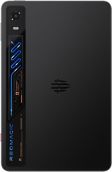 Nubia Red Magic Astra 2 rear view, black with blue accent lighting and cooling vents on left edge, camera module top left