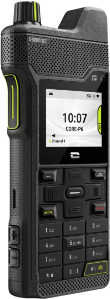 Crosscall CORE-P6 rugged smartphone, front view, displaying 10:07 time on screen with physical keypad below