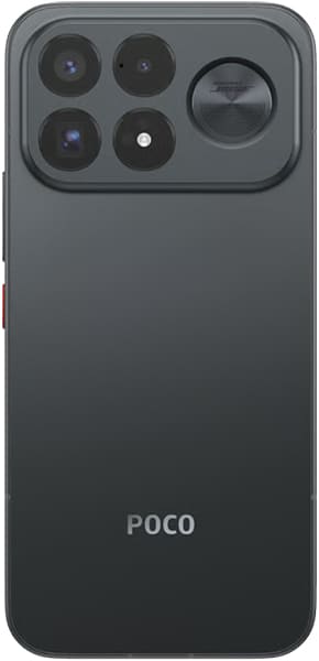 Xiaomi Poco F9 Ultra rear view, showing quad camera module with four lenses and a larger circular sensor on dark gray body